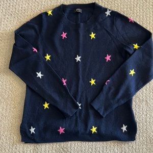 JCrew womens star pattern cashmere crewneck. Size M.